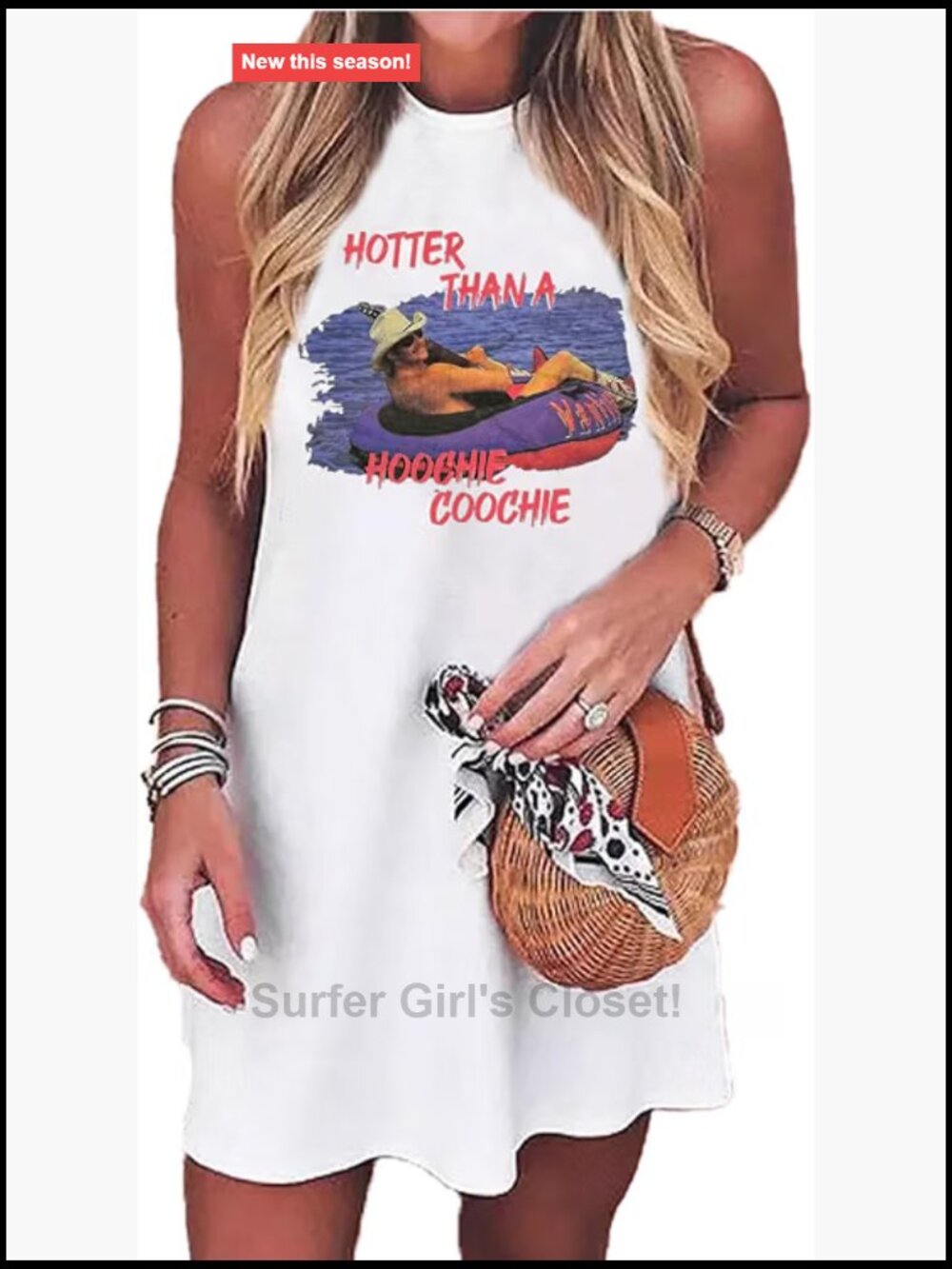 Cotton Blend Sleeveless Graphic A-Line Mini Dress Country Music Festival Summer